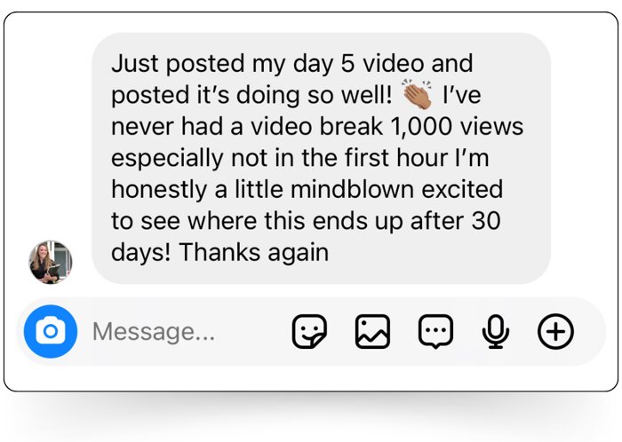 Message: a video broke 1,000 views in the first hour